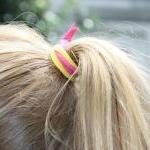 Halloween Hair Ties (6) - Candy Corn Fabric Hair..