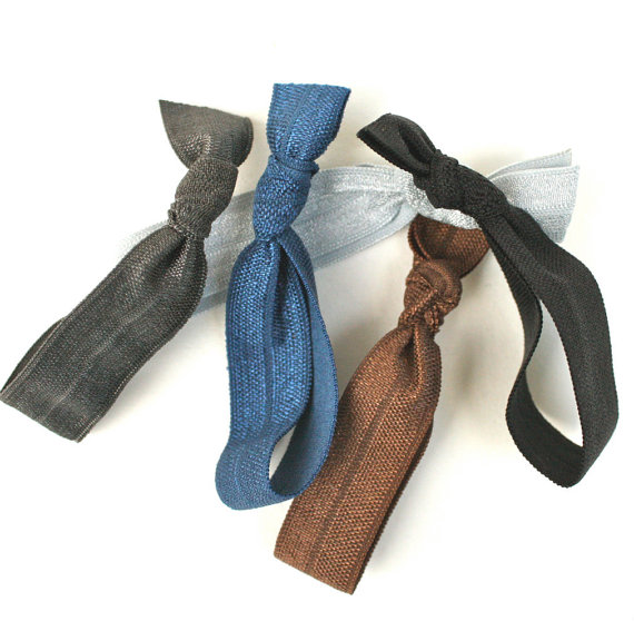 Fashion Hair Ties (5) - No Tug Yoga Hair Tie - Elastic Ribbon Hair Bands - Foe Hair Accessories - Knotted Hair Ties, Bracelet