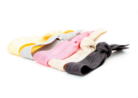 Fabric Hair Tie Set 5 Soft Yoga Hair Ties No Crease Pony